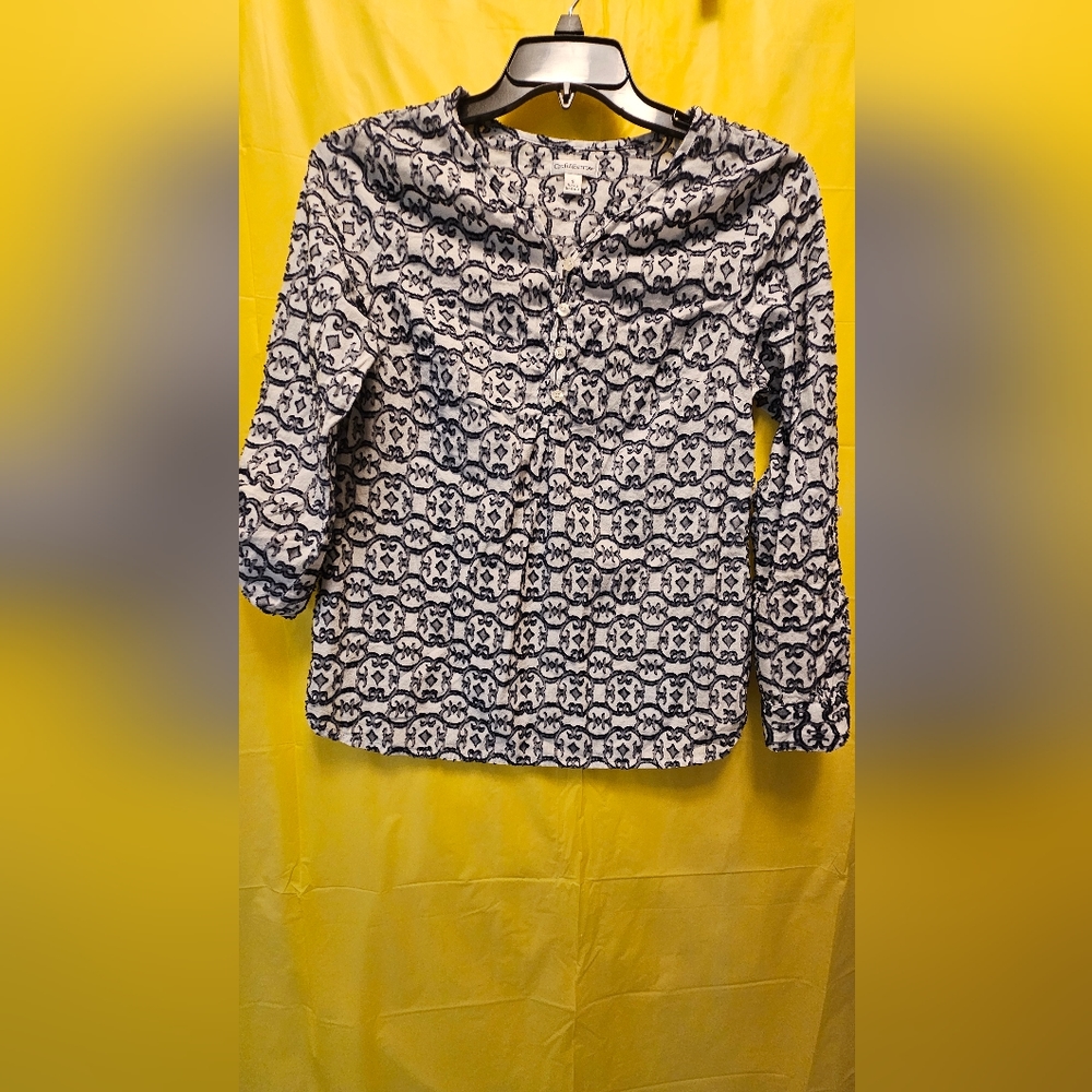 CROFT & BARROW Women's white & blue dress blouse S